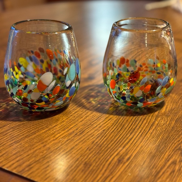 Confetti Handblown Wine Glasses -Pair - Picture 2 of 12